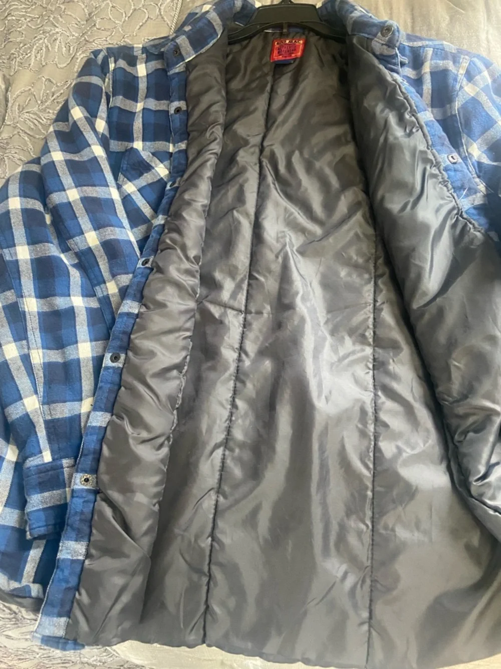 Big Mac Sz L Men’s Blue & White Plaid Snap-Front Flannel work Shirt/jacket